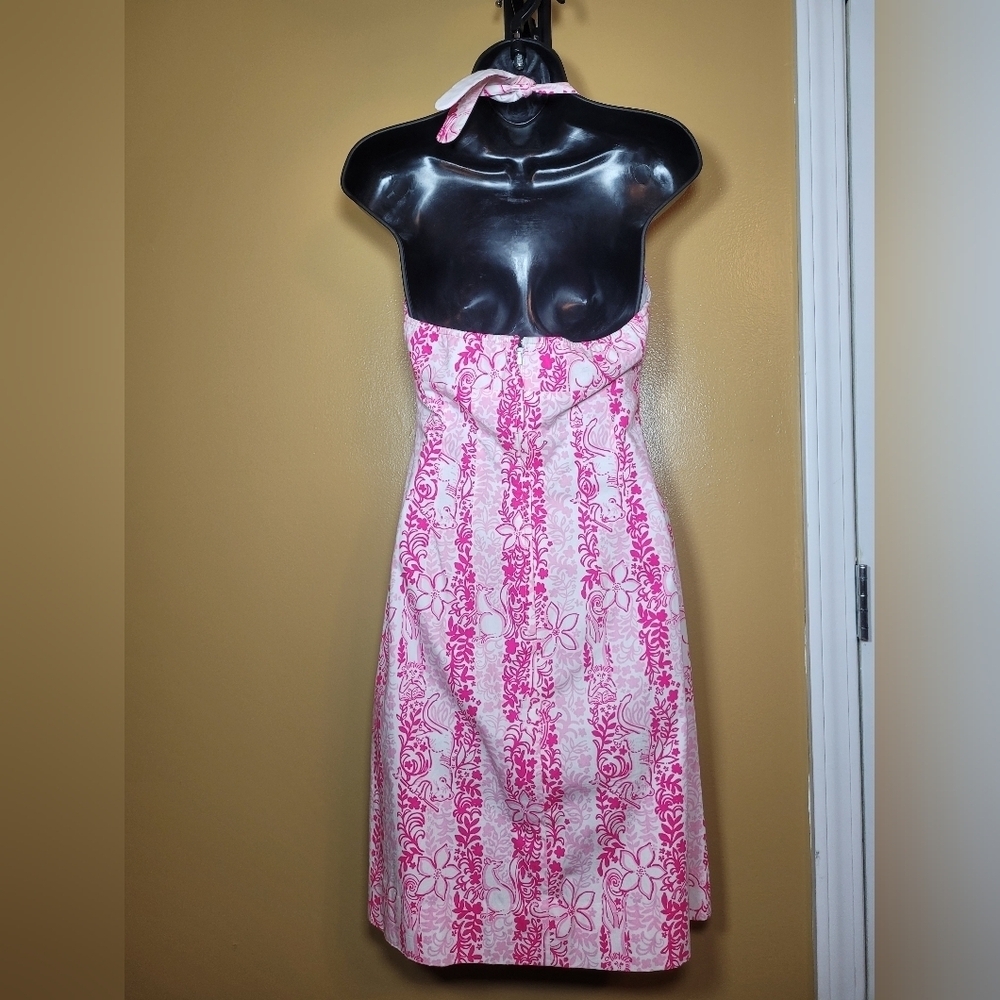 Lilly Pulitzer 100% Cotton Livie Pink Halter Top Dress sz 4 - Picture 12 of 15